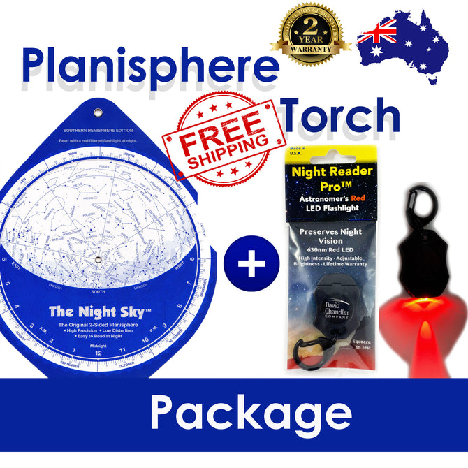 The Night Sky Planisphere & Dimmable Red Light Torch PACKAGE Southern Hemisphere