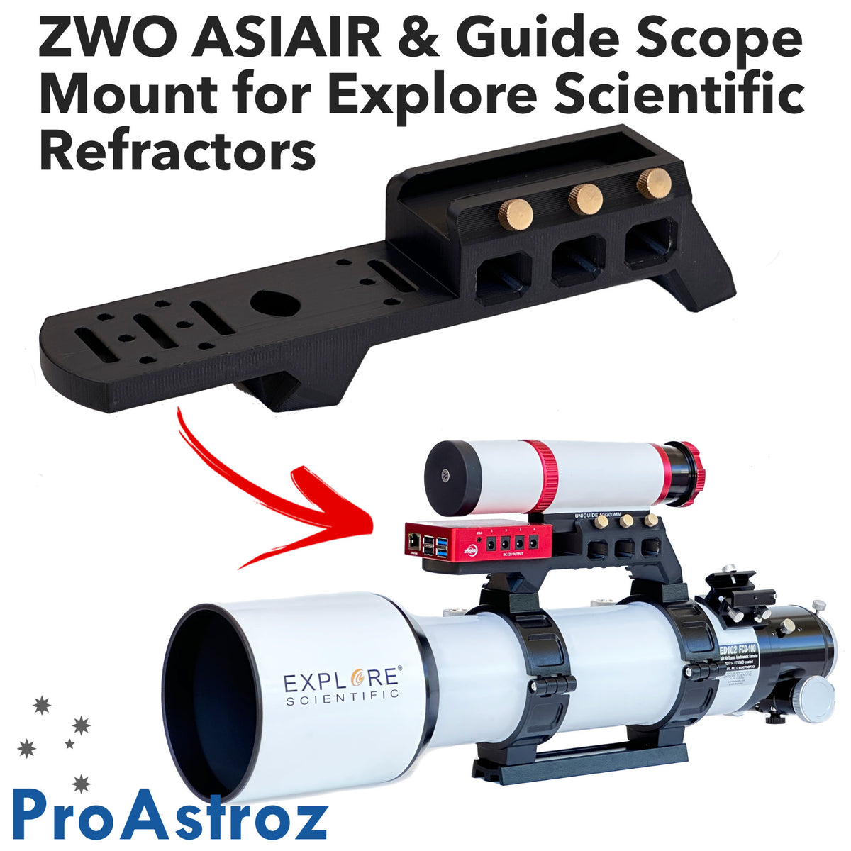 Exploring Scope ZWO ASIAIR & Guide Scope Mount for Explore Scientific Telescopes ...