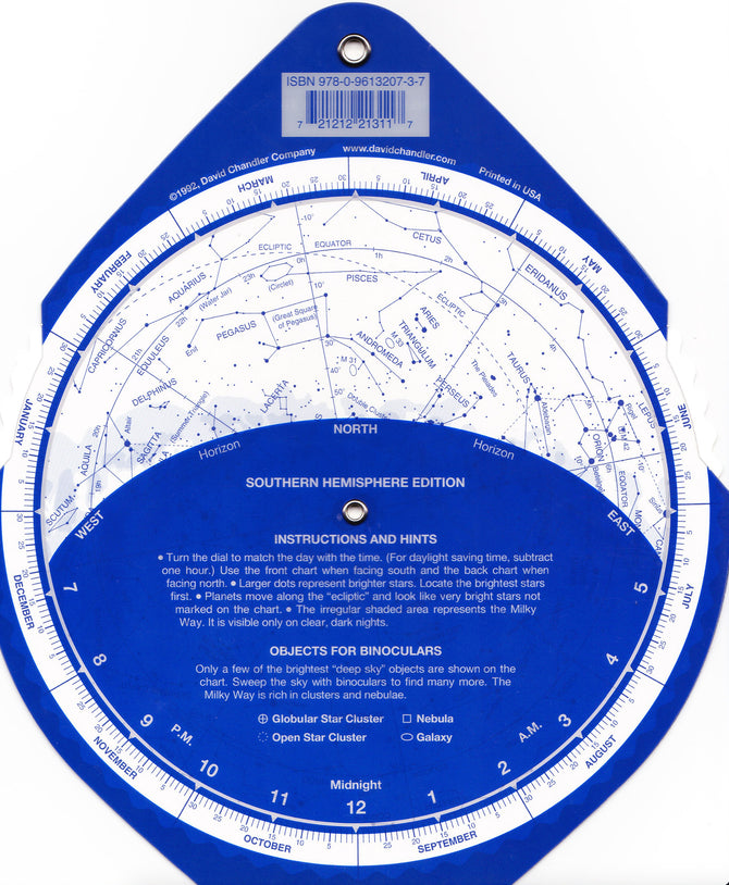The Night Sky Planisphere & Dimmable Red Light Torch PACKAGE Southern Hemisphere - ProAstroz